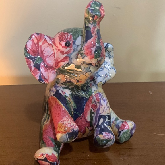 Other - Floral sitting up elephant trunk up porcelain figurine